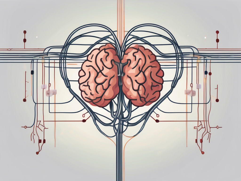 A heart connected to a brain via a large