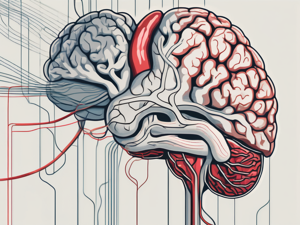 A heart connected to the brain via a large