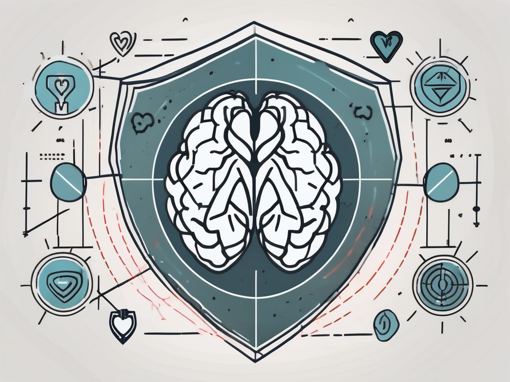 A heart connected to a brain with signals passing between them