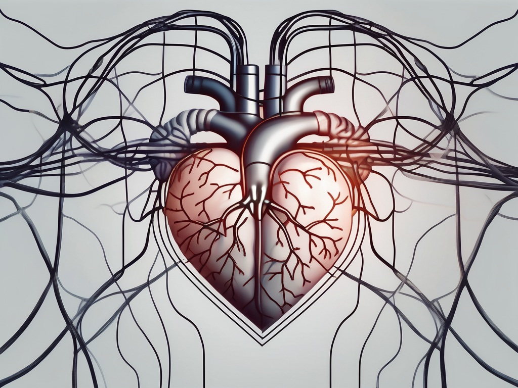 A heart connected to a brain through a network of nerves