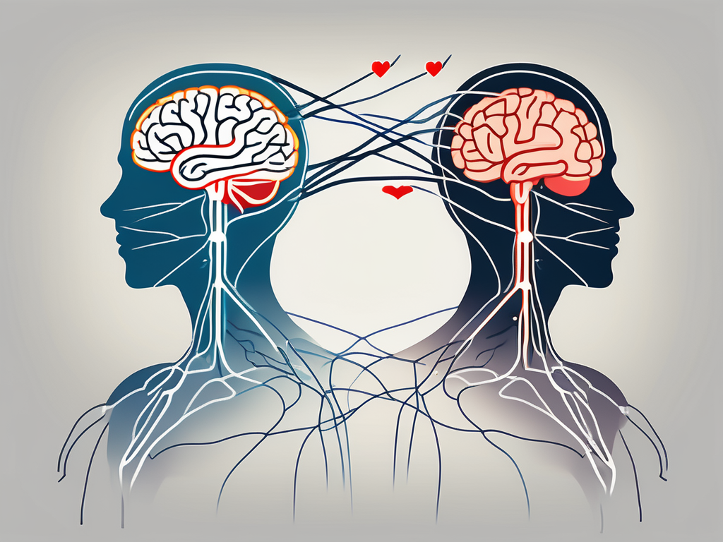 A human body silhouette showing the heart and brain connected by the vagus nerve