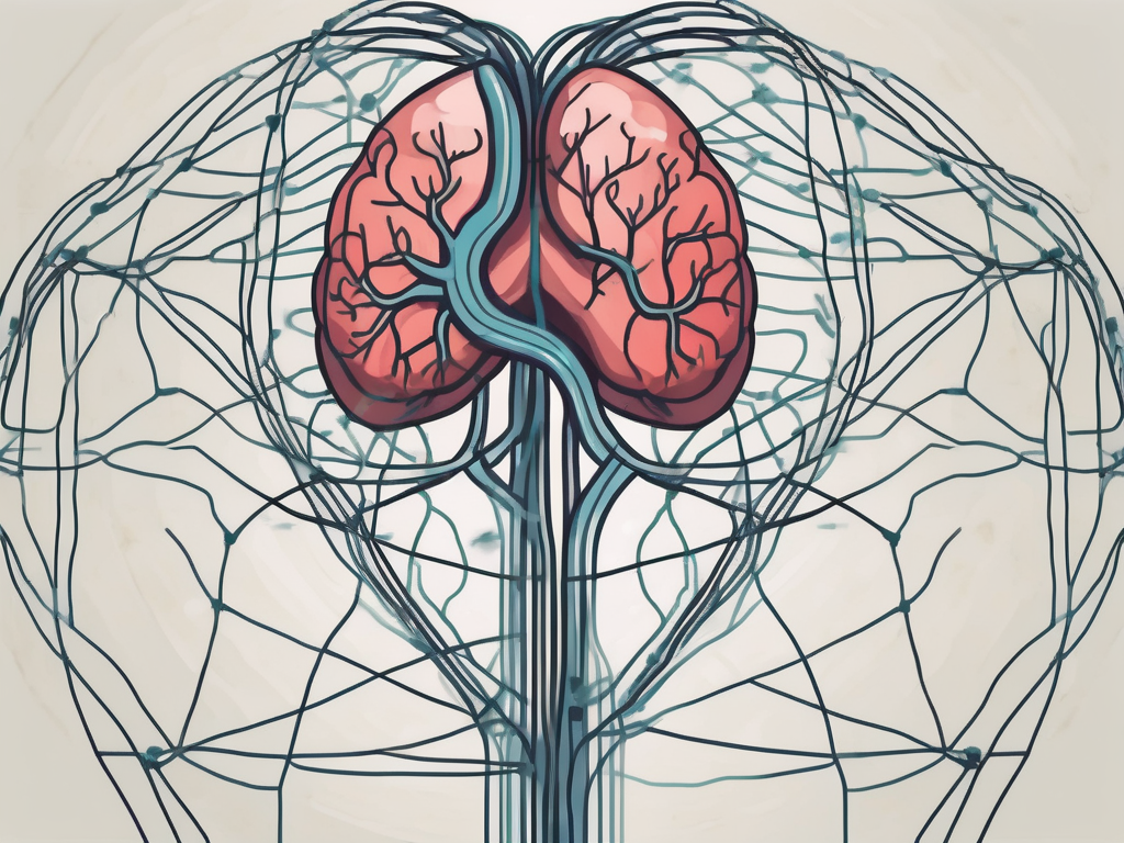 A heart connected to the brain through a network of nerves