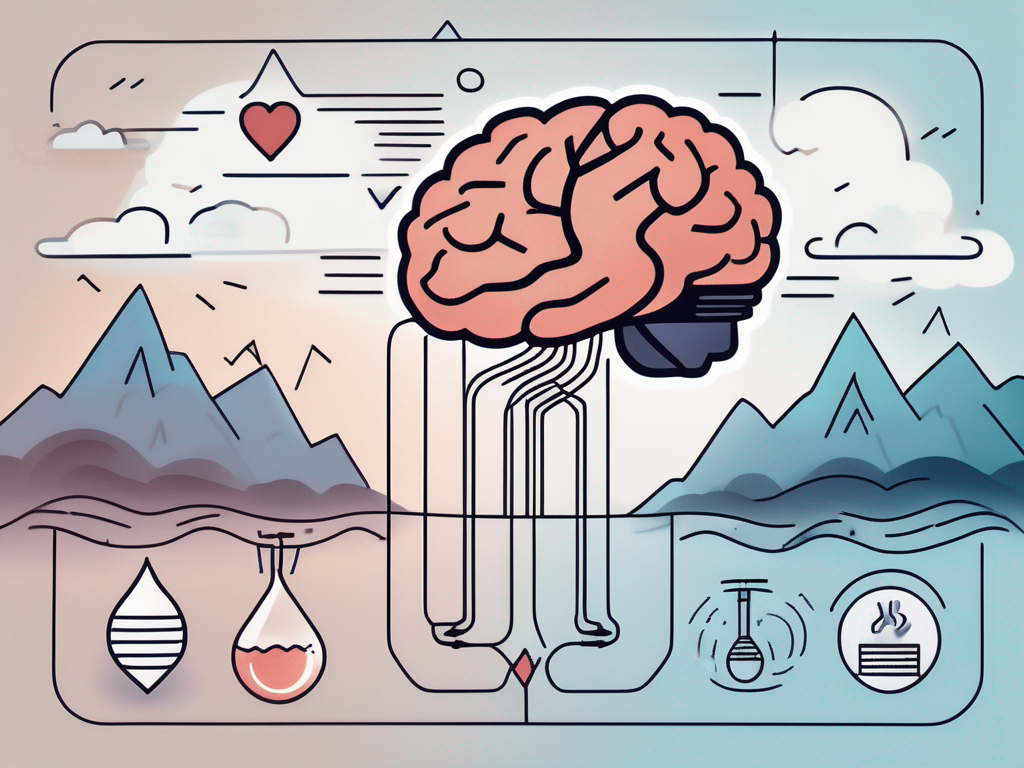 A heart connected to a brain via a zigzagging line