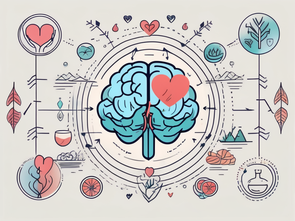 A heart connected to a brain with arrows showing the communication between the two