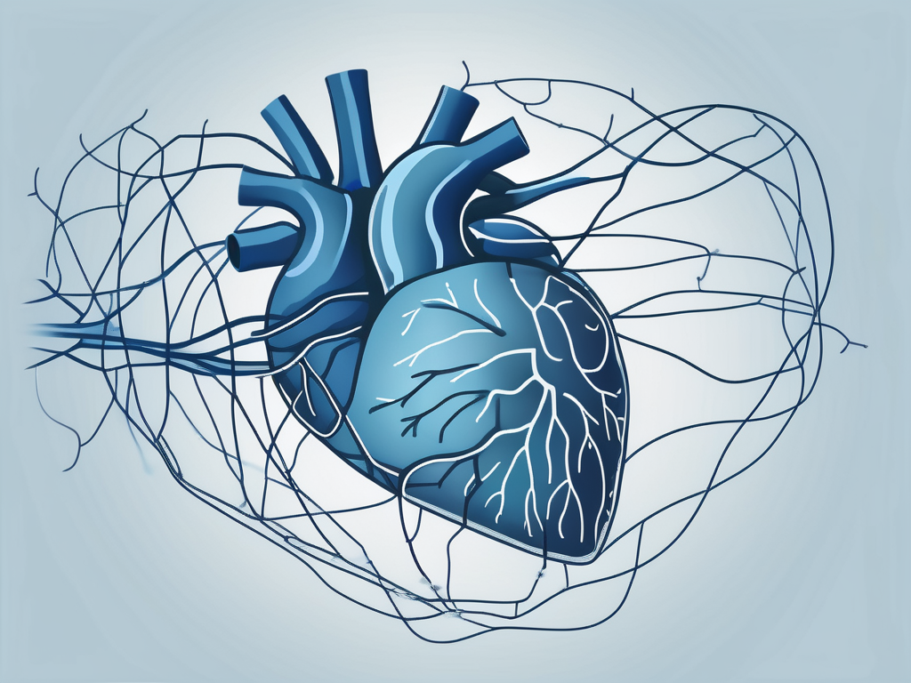 A heart connected to a brain through a network of nerves