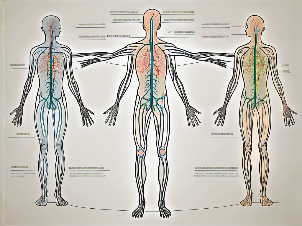 The human nervous system highlighting the vasovagal and vestibular nerves