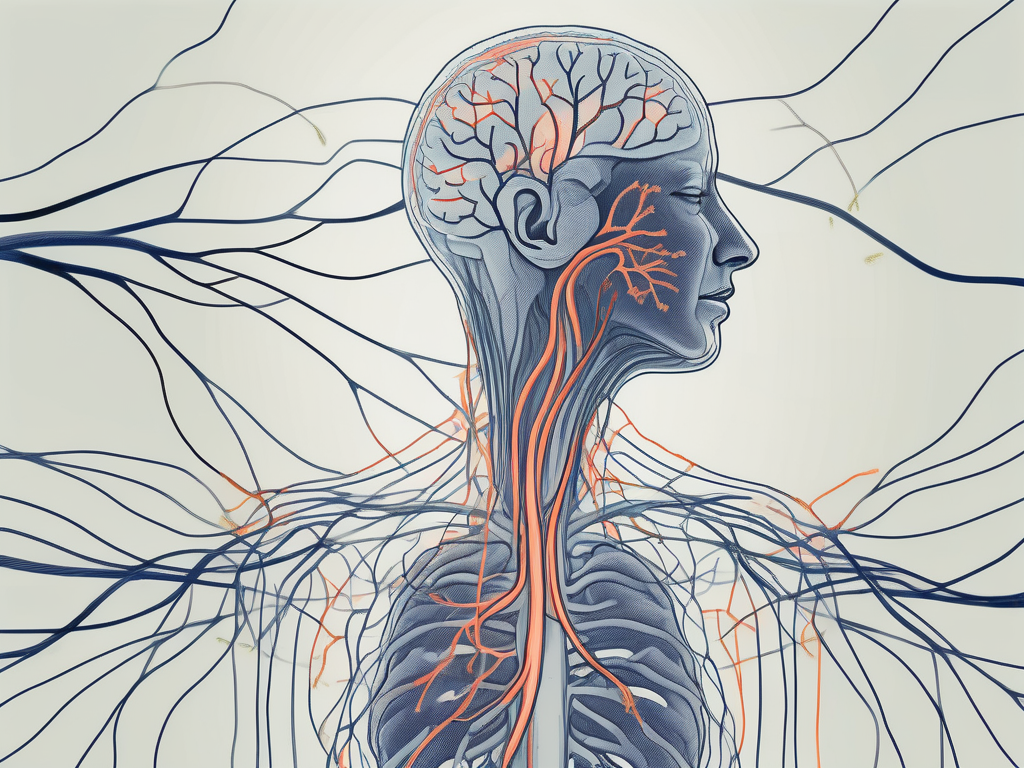 The human nervous system highlighting the vagus nerve