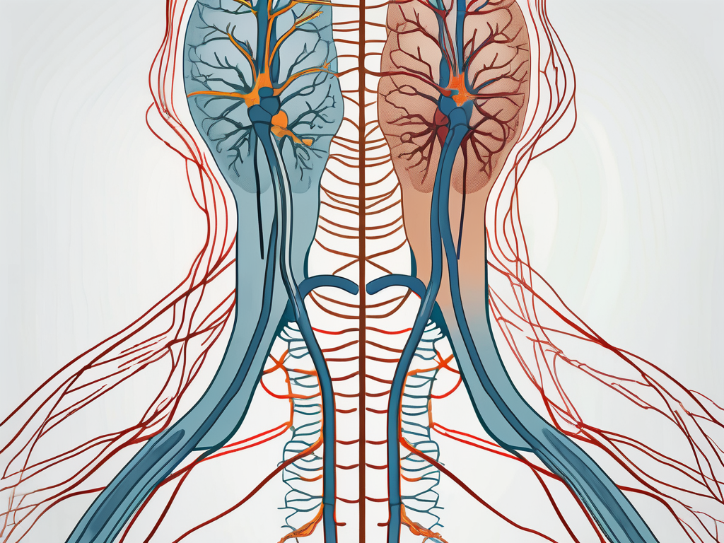 The human nervous system highlighting the vasovagal nerve and the mandibular nerve