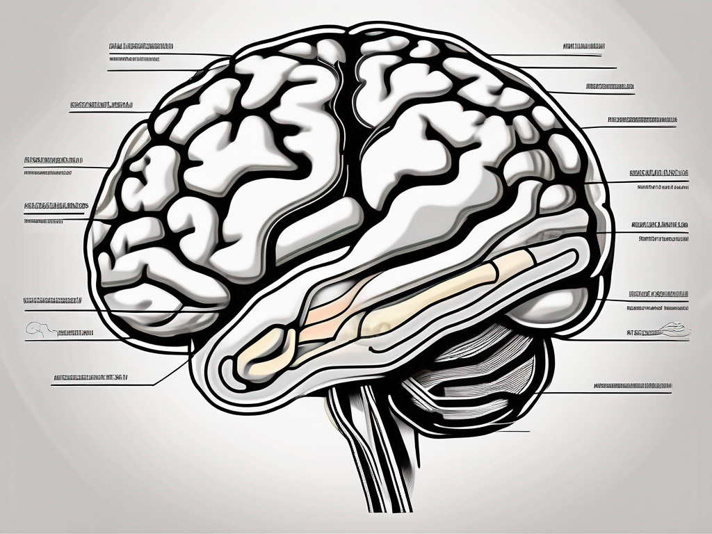 The human brain with highlighted paths showing the connection between the vasovagal nerve and the oculo motor nerve