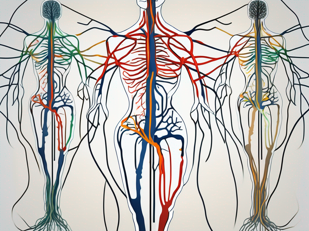 The human nervous system highlighting the vasovagal and phrenic nerves